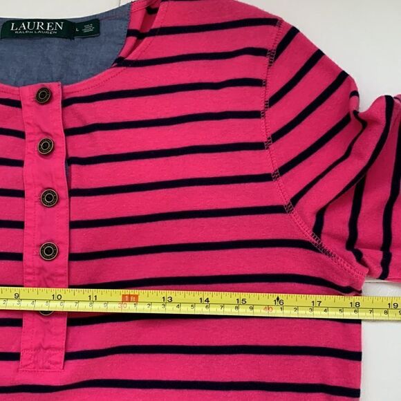 Lauren Ralph Lauren Cotton Striped Women’s T-Shirt Size L - Picture 4 of 11